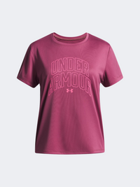 Under Armour Tech Varsity Graphic Girls Training T-Shirt Fuchsia Dusk