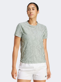 Adidas Ultimate Engineered Climacool Plus Women Running T-Shirt Silver Green