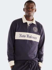 New Balance Varsity Old English Rugby Men Lifestyle Polo Long Sleeve Dark Knight