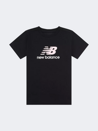 New Balance Stacked Logo Little-Girls Lifestyle T-Shirt Black