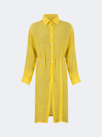 Oil And Gaz Chic Women Beach Linnen Dress Ls Yellow