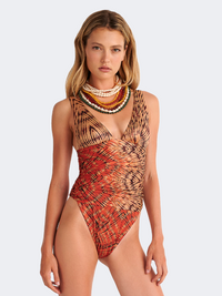 Blu 4U Red Fan Women Beach Monokini Coral