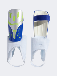 Adidas Messi Match Shin Guard Kids-Unisex Football Protection Silver/Blue/Yellow
