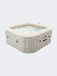 Intex 4-Person Chevron Deluxe Square Bubble Spa Set Beach Inflatables Beige