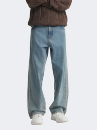 Adidas Firebird Adicolor Jeans Mid Rise Straight Leg Men Originals Pant Worn Blue Denim