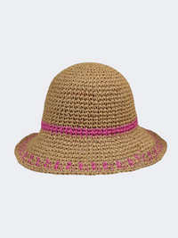 Stamion Crochet Women Beach Hat Natural/Fuschia