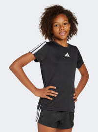 Adidas Training Essentials 3 Stripes Kids-Girls Sportswear T-Shirt Black/White