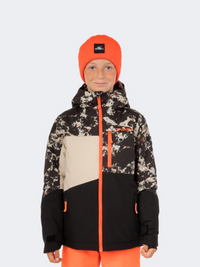 ONeill Cruz Block Boys Skiing Jacket Black/Beige Quarry
