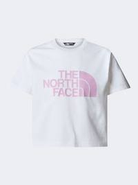 The North Face Cropped  Girls Lifestyle T-Shirt White/Cyber Pink