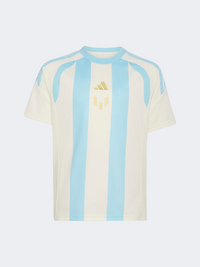 Adidas Messi Tiro League Jersey Kids-Boys Football T-Shirt Off White/Ice Blue