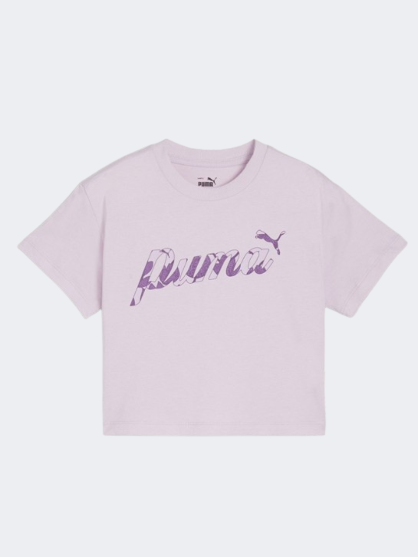 Puma Essentials Plus Blossom Aop Girls Lifestyle T-Shirt Grape Mist