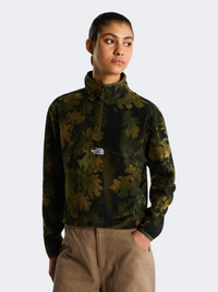 The North Face Novelty Logo Glacier 1/4 Zip Women Hiking Fleece Woodland Green