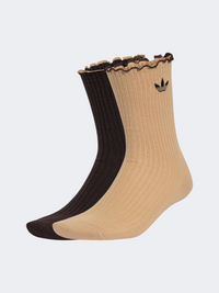 Adidas Ruffle Crew 2 Pairs Women Originals Sock Beige/Coffee