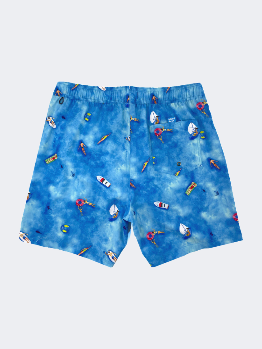 Island Haze 6“ Stretch Printed Volley Bintan Men Beach Swim Short Blue