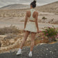 Wiskii V-Waist Laser Cut Tennis Women Sportswear Skirt Pure Vanilla
