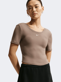 Nike Sportswear Chill Knit Mini Rib Women Lifestyle T-Shirt Mink Brown/Sail