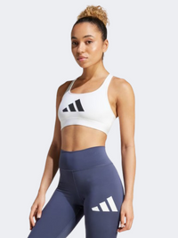 Adidas Powerreact Big Logo Printed Sports Top Women Training Bra White