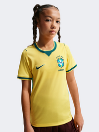 Nike Brazil Stadium Home 2026 Boys Football T-Shirt Canary/Teal