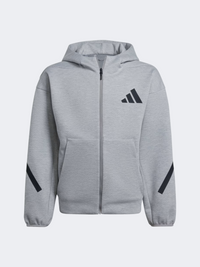 Adidas Z N E Full Zip Kids-Boys Sportswear Hoody Medium Grey Heather