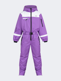 Oil&Gaz Durable Kids-Girls Skiing Overall Purple/Black