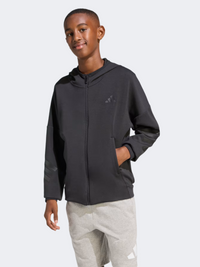 Adidas Future Icons 3 Stripes Full Zip Kids-Boys Sportswear Hoody Black