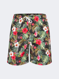 Oil & Gaz Comfortable Men Beach Flower Print Swim Short Black
