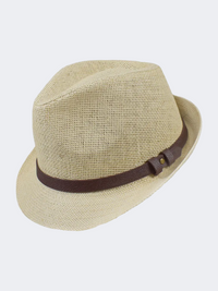 Stamion Trillby Leather Decoration Men Beach Hat Natural