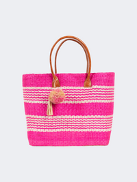 Rock Club Sisal Women Beach Bag Pink