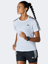 Adidas Own The Run Essential 3 Stripes Women Running T-Shirt White/Black