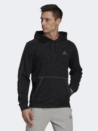 Adidas Essentials Melange Embroidered Small Logo Men Lifestyle Sweatshirt Black Melange