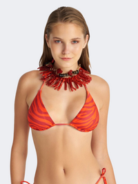 Blu 4U Slide Triangle Bikini Top Women Beach Bra Red