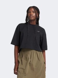 New Balance Logo Oversized Jersey Women Lifestyle T-Shirt Black