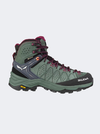 Salewa Alp Trainer 2 Mid Goretex Women Hiking Boots Green Duck/Rhododen