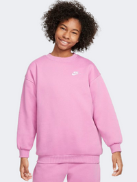 Nike Sportswear Club Fleece Oversized Girls Lifestyle Sweatshirt Flamingo/White