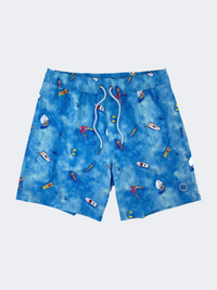 Island Haze 6“ Stretch Printed Volley Bintan Men Beach Swim Short Blue