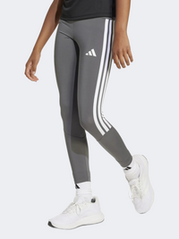 Adidas Train Essentials 3 Stripes Kids-Girls Sportswear Tight Grey/White