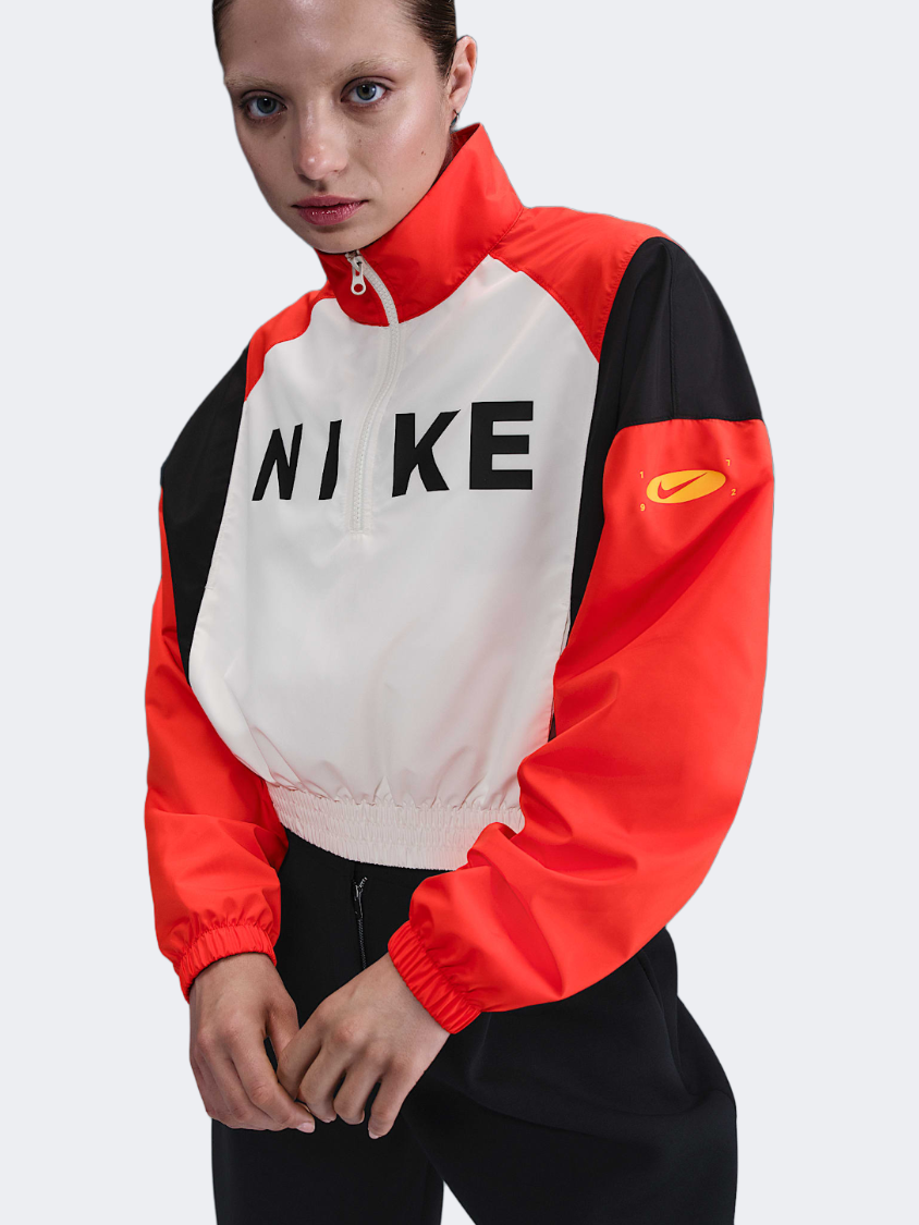 Nike Woven Lightweight 1/4-Zip Women Lifestyle Long Sleeve Picante Red/Black
