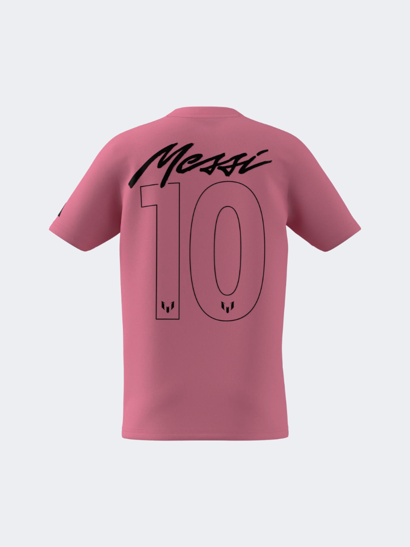 Adidas Messi Name & Number Graphic Kids-Boys Football T-Shirt Easy Pink
