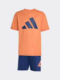 Adidas Essentials Little-Boys Sportswear Set Dusky Orange/Blue