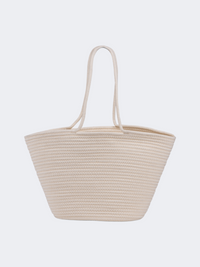 Oil And Gaz Functional Women Ribbed  Beach Bag White
