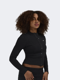Nike Sportswear Chill Knit Wide Rib Women Lifestyle Jacket Black/Sail