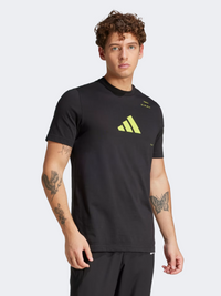 Adidas Aeroready Category Graphic Men Tennis T-Shirt Black/Lucid Lemon