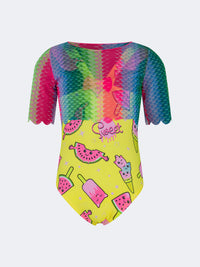 Oil And Gaz Colorful Kids-Girls Beach Monokini Yellow