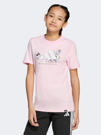 Adidas Winter Sports Graphic Kids-Girls Sportswear T-Shirt Clear Pink