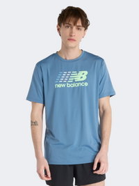 New Balance Multi Color Men Performanc T-Shirt Shoreline Blue