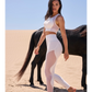 Wiskii High-Waisted Mesh Breeze Women Sportswear Tight Ivory