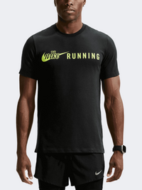 Nike Df Standard Run Dna Men Running T-Shirt Black/Volt