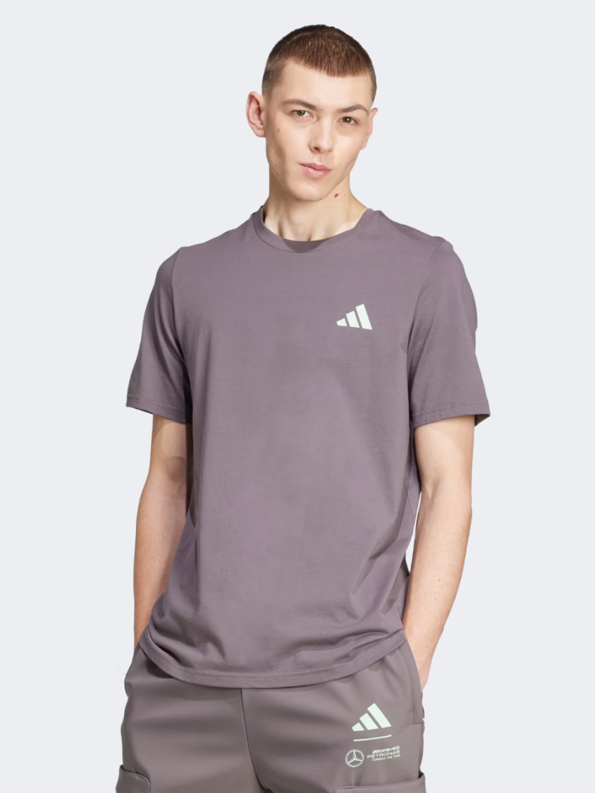 Adidas Mercedes Amg Petronas Formula One Team Premium Men Motor-Sport T-Shirt Grey Strata/Green