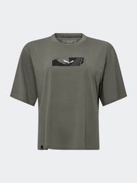 Salewa Eagle Hybrid Loose Women Hiking T-Shirt Faded Green