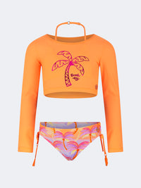 Oil And Gaz Colorful Kids-Girls Beach Bikini Set Orange/Purple